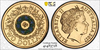2017-C $2 Remembrance Day Colorized MS68