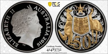 2016 50C Selective Gilt Silver 50th Ann. Decimal Currency PR70DCAM