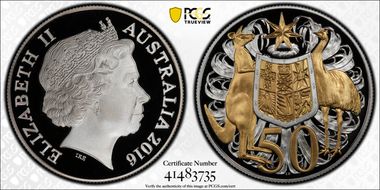 2016 50C Selective Gilt Silver 50th Ann. Decimal Currency PR70DCAM