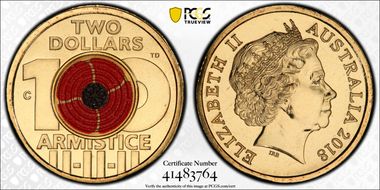 2018-C $2 Armistice Centenary Colorized MS68