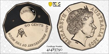 2009 50C Moon Landing Colorized MS67