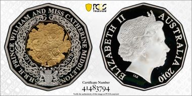 2010 50C Royal Engagement Ag Selective Gilt PR69DCAM