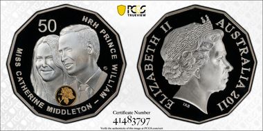 2011 50C Royal Wedding Ag Selective Gilt PR69DCAM