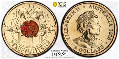 2020 $2 Firefighters Colorized MS66