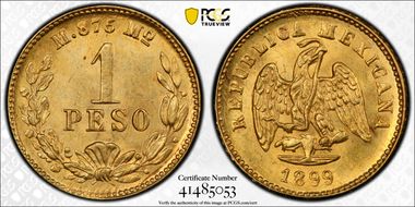 1899-Mo M Peso KM-410.5 Au MS64