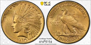 1910 $10 AU58