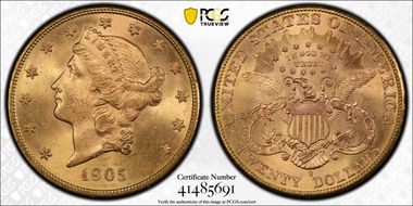 1905-S $20 MS64+