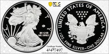 2020-W  $1 Silver Eagle - v75 Privy First Strike PR70DCAM