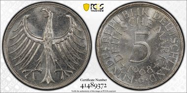 1968-D 5 Mk Regular Issue MS65