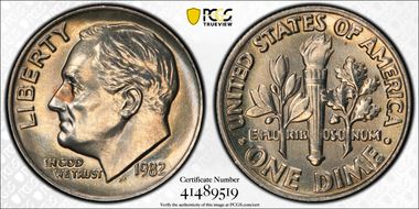 1982 10C No Mintmark - Strong MS65FB