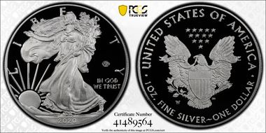 2020-W  $1 Silver Eagle - v75 Privy First Strike PR70DCAM