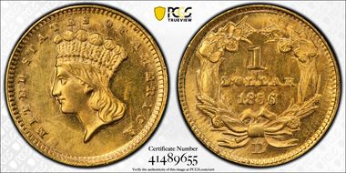 1856-D G$1 MS62+