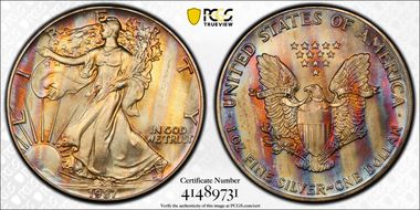 1987 $1 Silver Eagle MS67