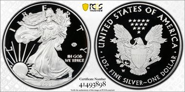 2020-W  $1 Silver Eagle - v75 Privy First Strike PR69DCAM