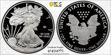 2020-W  $1 Silver Eagle - v75 Privy First Strike PR69DCAM