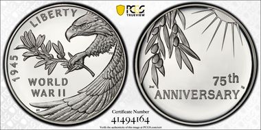 (2020) Medal End of World War II 75th Anniv.  First Strike PR69DCAM