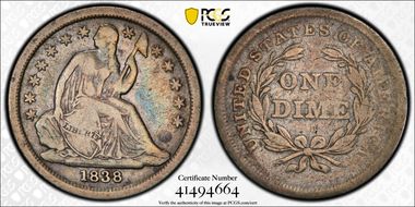 1838 10C No Drapery, Large Stars F12