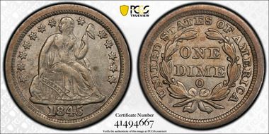 1845-O 10C AU50