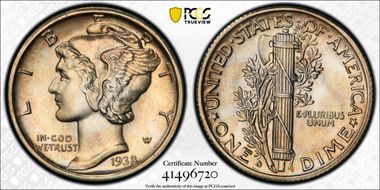 1938-D 10C MS67+ FB