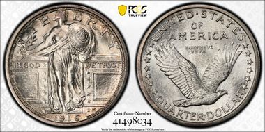 1916 25C Standing Liberty MS64FH
