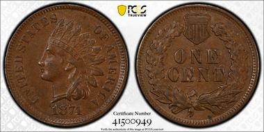 1874 1C AU58BN