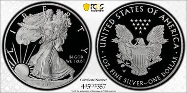2021-W  $1 Silver Eagle - Type 1 First Strike PR70DCAM