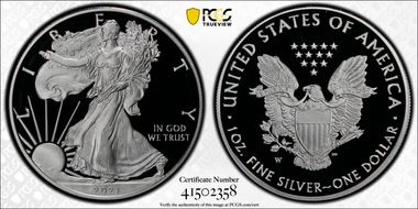 2021-W  $1 Silver Eagle - Type 1 First Strike PR70DCAM
