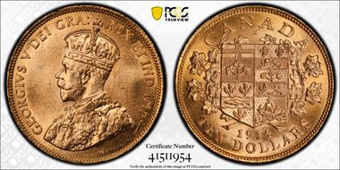 1914 $10 Gold Reserve MS65