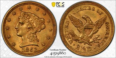 1853 $2.50 MS62
