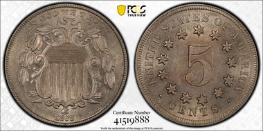 1868 5C AU58