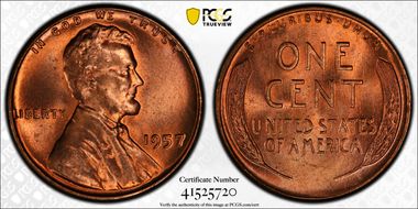 1957 1C MS66RD