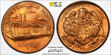 No Date Medal Old San Francisco Mint Bronze 1 1/2" MS66RD