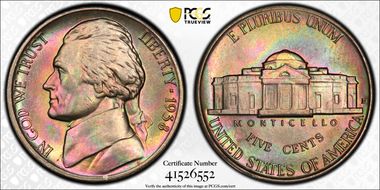 1938-D 5C Jefferson MS65