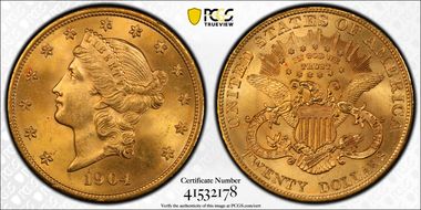 1904 $20 MS66+ 