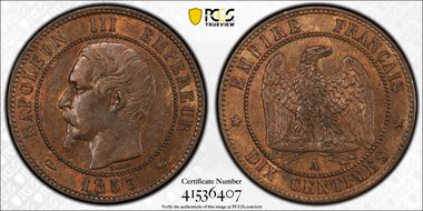 1853-A 10C Gad-248 F-133 MS63BN