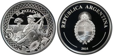 2014 5 Peso El Payador PR69DCAM