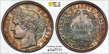 1851-A 1 Fr Gad-457 F-211 MS67