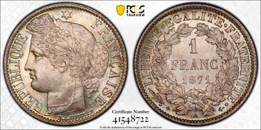 1871-A 1 Fr Gad-465 F-216 Petit A MS67