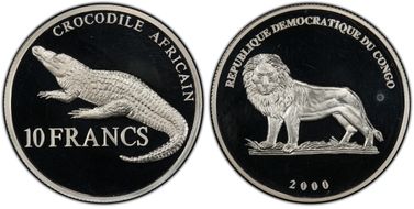 2000 10 Fr African Crocodile PR66DCAM