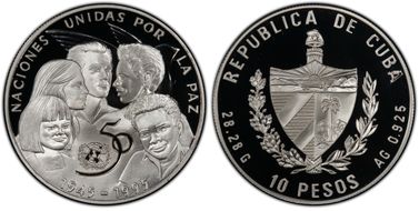 ND (1995) 10 Peso 50th Ann. United Nations PR69DCAM