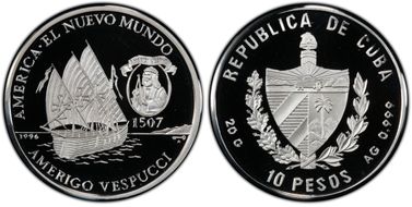 1996 10 Peso Vespucci PR69DCAM