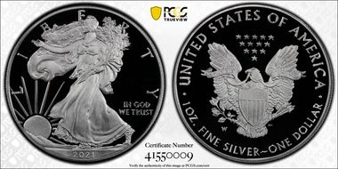 2021-W  $1 Silver Eagle - Type 1 First Strike PR70DCAM