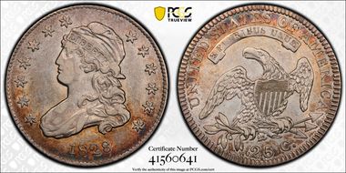 1828 25C Browning 3, 25/50C VF35