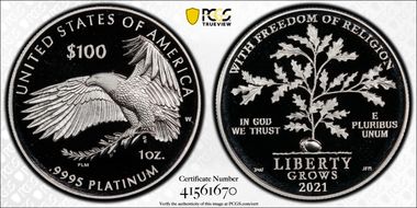 2021-W $100 Freedom of Religion First Strike PR70DCAM