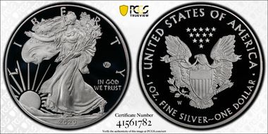2020-W  $1 Silver Eagle - v75 Privy PR70DCAM