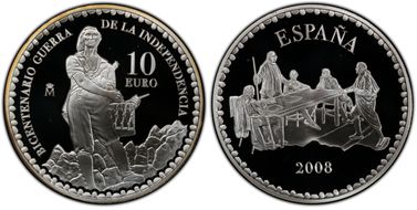 2008 € 10 War Of Independence, 200th Ann. PR69DCAM