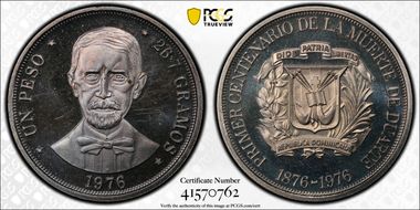 1976 Peso Centennial J. P. Duarte PR65CAM