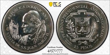 1979 25 Peso Pope John Paul II Visit KM-54 MS66