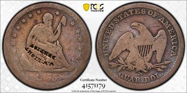 (1855-S) 25C Brunk L-371 W.W. Light Arrows AG3