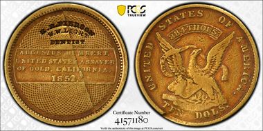 (1849-50) $10 Brunk P-490 H.H. Pierson on 1852/1 Humbert VF25